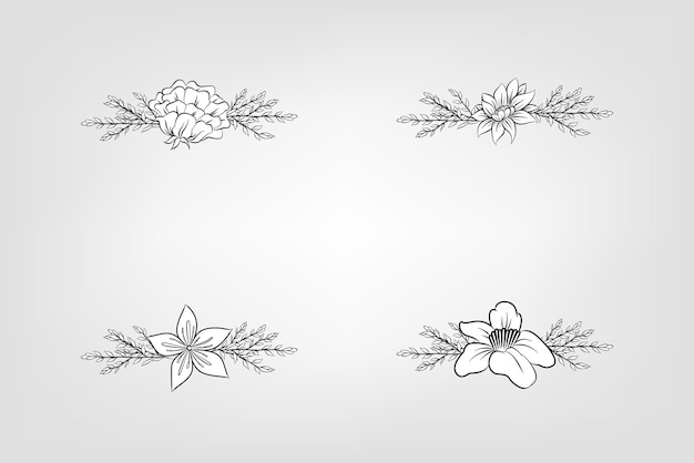 Vector set de flores botánicas elementos florales decorativo para la invitación