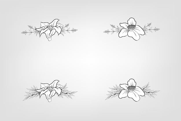 Vector set de flores botánicas elementos florales decorativo para la invitación