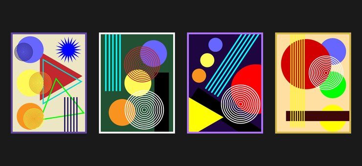 Vector set de fondo abstracto de estilo memphis colores de arte pop geométrico set de brutalismo mínimo gráfico
