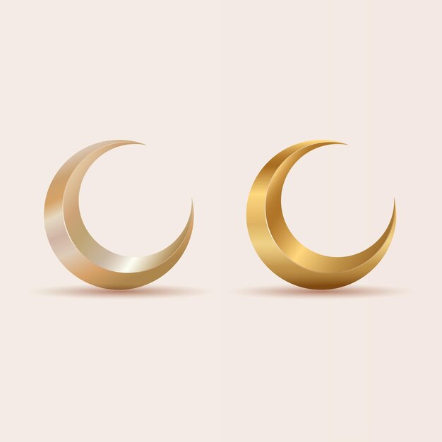 SET Fondo de estrellas doradas de luna creciente 3D