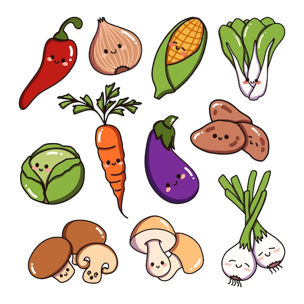 Vector set de frutas y verduras