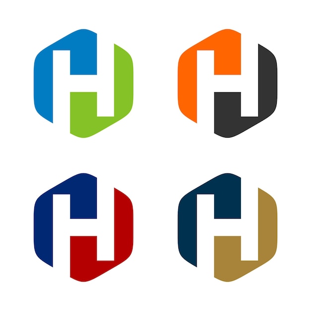 Set H Letter Hexagon Logo Plantilla Ilustración Diseño Vector EPS 10