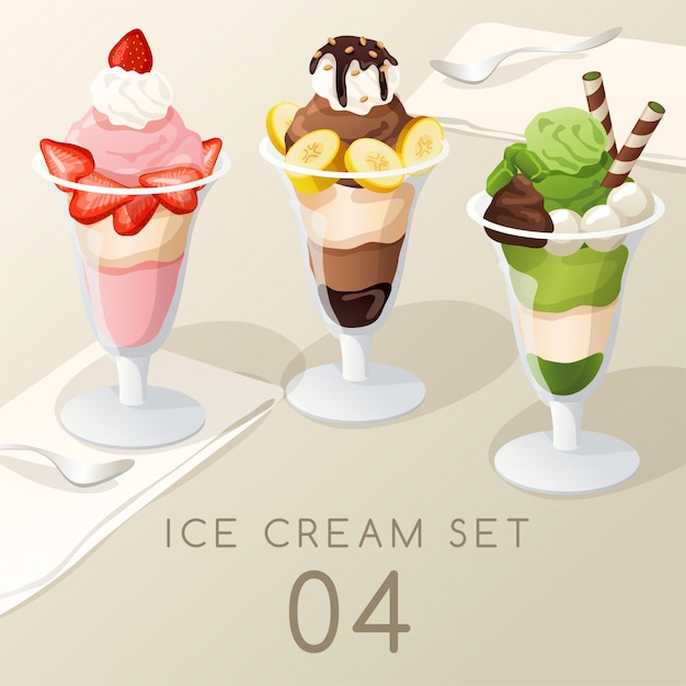 Vector set de helado de helado.