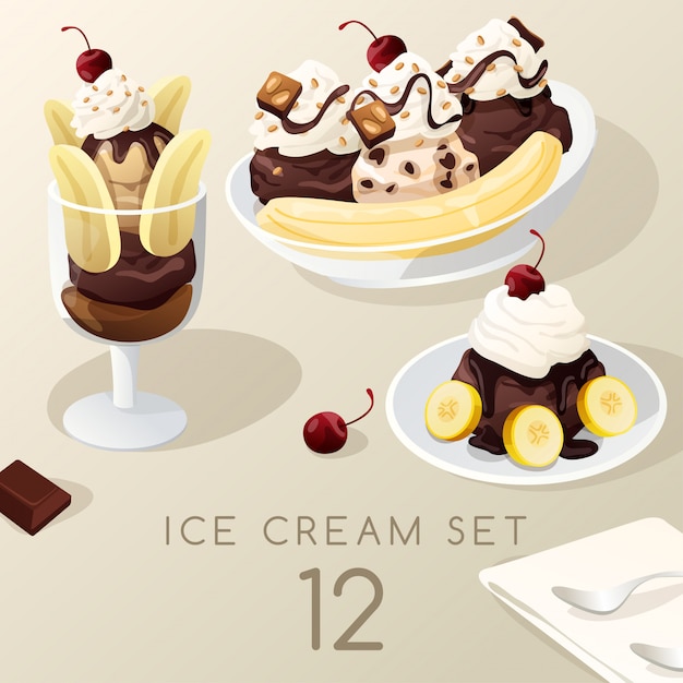 Set de helado de helado.