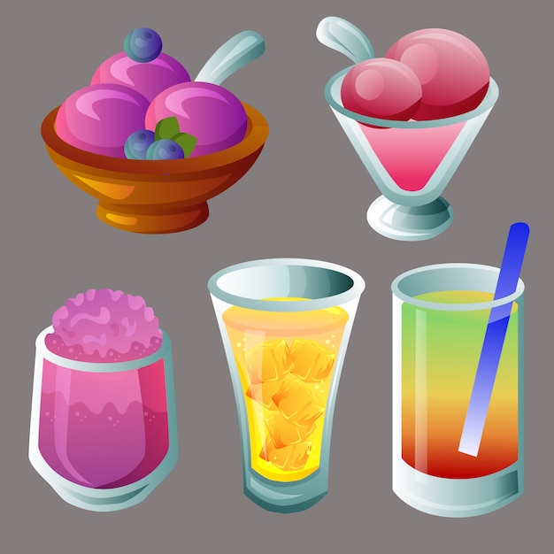 Vector set de helados y bebidas