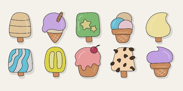 Vector set de helados de verano