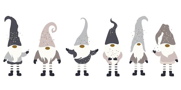 Set Holiday Gnomes ilustración vectorial aislada sobre fondo blanco