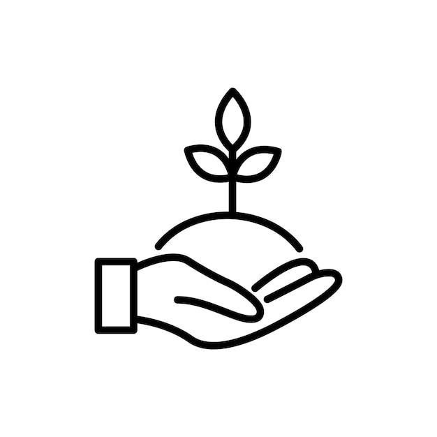 Set de icono de cuidado de plantas Símbolo vectorial de crecimiento de brotes ecológicos en un estilo de relleno y contorno negro Signo de crianza verde