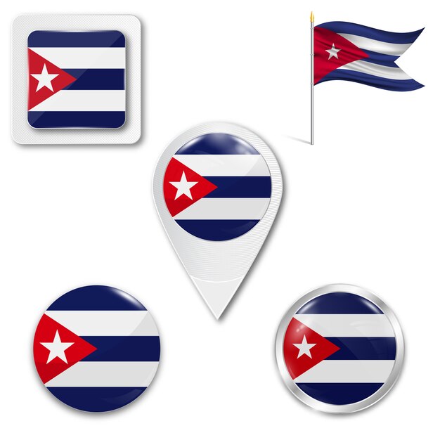 Set de iconos bandera nacional de cuba.