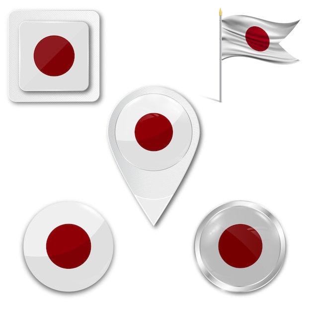 Set de iconos bandera nacional de japón