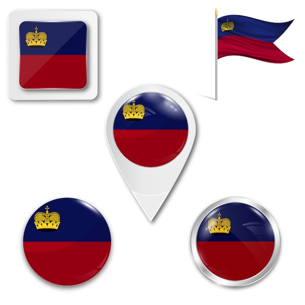 Vector set de iconos bandera nacional de liechtenstein