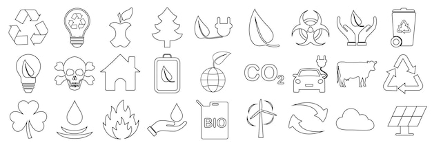 Vector set de iconos de ecología