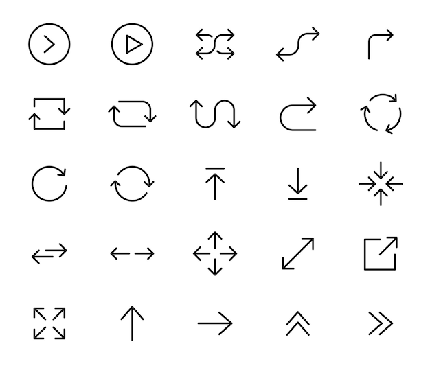 Set de iconos de flechas Flechas de línea Flechas vectoriales de varias formas y direcciones