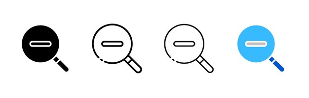 Set de iconos de lúpula interior de menos Icones vectoriales de estilo lineal y plano de silueta