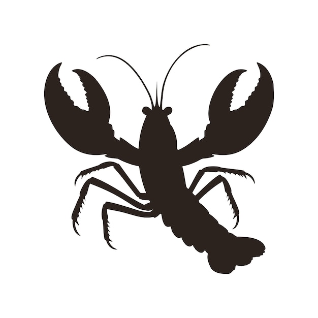 Set de iconos de silueta de langosta camarón camarón langosta clip art plano negro frutos del mar Ilustración diseño vectorial