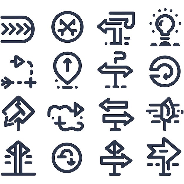 Vector set de iconos vectoriales de flechas en blanco y negro