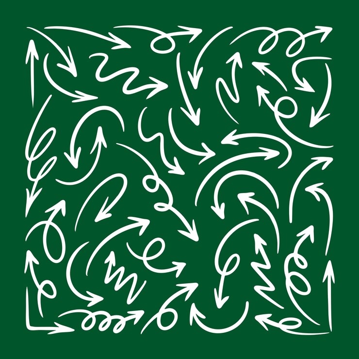 Vector set de iconos vectoriales de flechas dibujadas a mano flechas a mano libre doodle punteros de dirección garabateos y arañazos