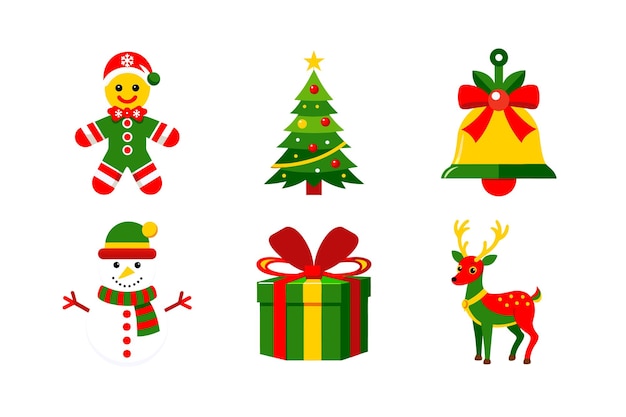 Set de iconos vectoriales de Navidad Line Art Silhouettes Clipart para diseños de vacaciones