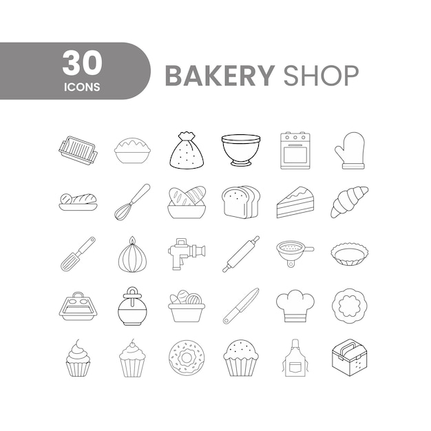 Set de iconos vectoriales de panadería
