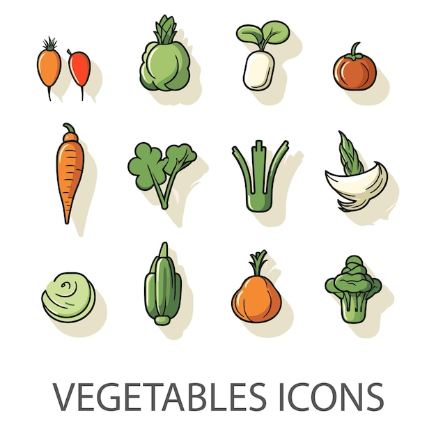 Set de iconos web de líneas delgadas mínimas de verduras y verduras vegetarianas Incluido los simples iconos vectoriales como