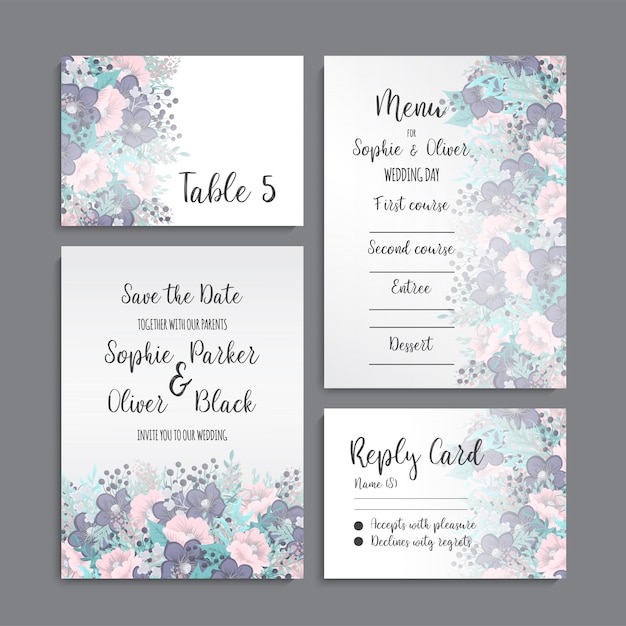 Set de invitaciones de boda