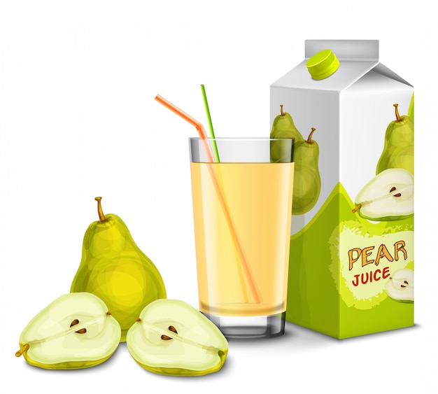 Vector set de jugo de pera