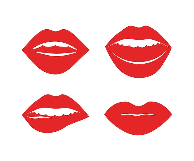 Set de Labios de Mujer con Pintalabios Rojo