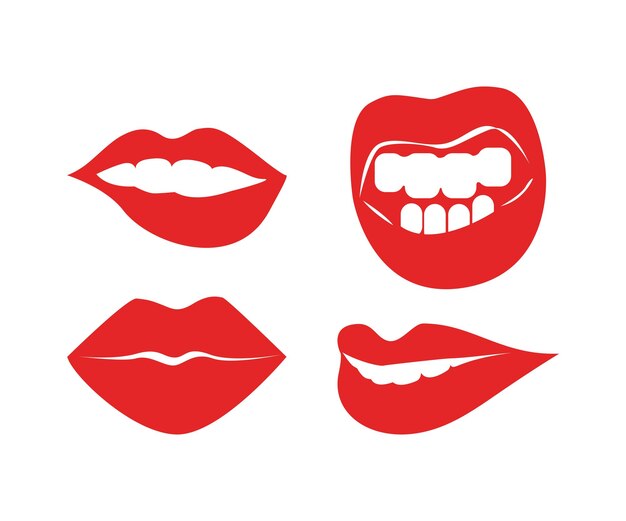Set de Labios de Mujer con Pintalabios Rojo