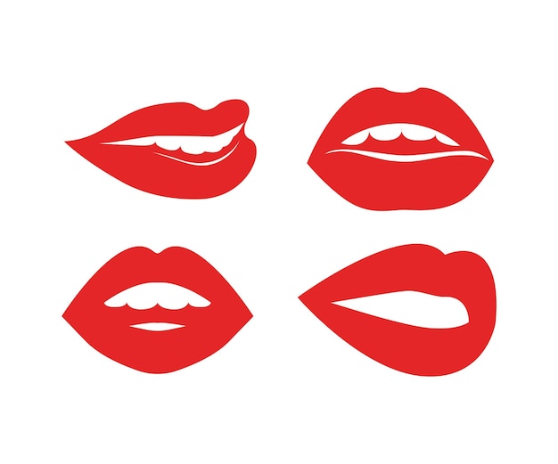 Set de Labios de Mujer con Pintalabios Rojo