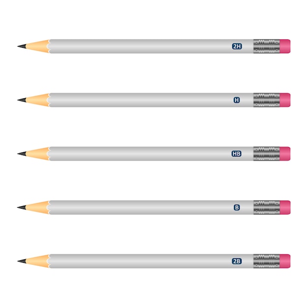 Set de lápices de madera de color gris con goma de borrar.
