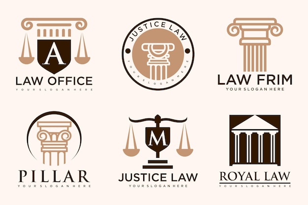 set Law logo y plantilla de diseño de icono