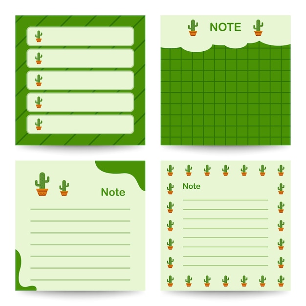 Vector set de libretas cuadradas con cactus