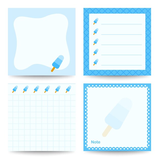 Set de libretas cuadradas con Helado
