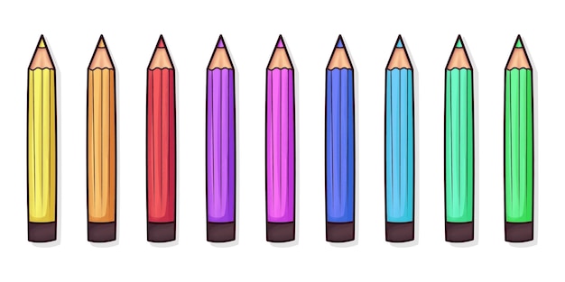Vector set de lindos lápices de colores