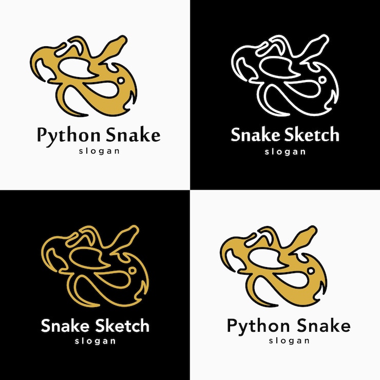 Vector set line anaconda python skin moda producto ropa marca negocio logo diseño vector