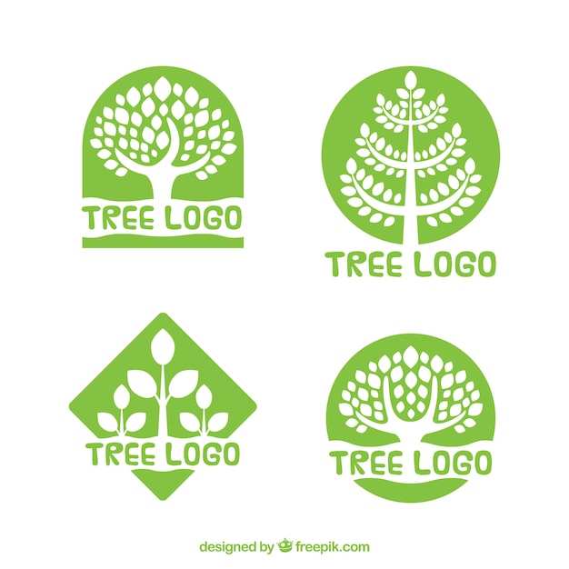 Set de logos de árbol en estilo plano