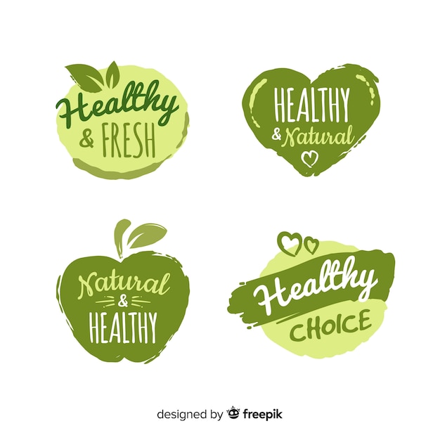 Set logos dibujados a mano comida sana