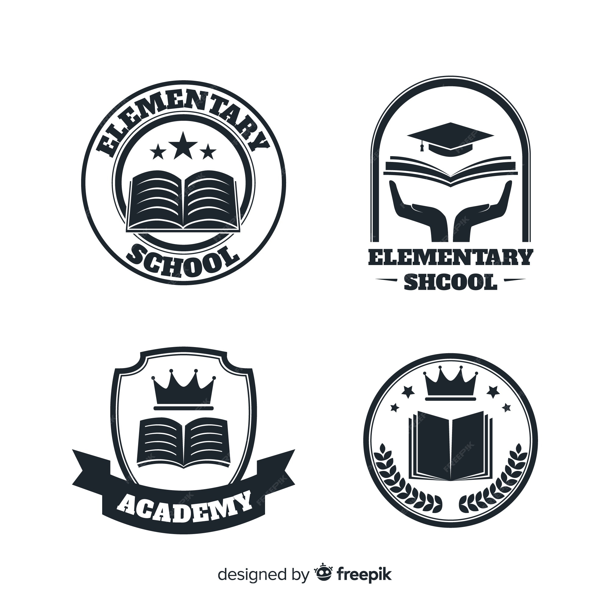 Orgulloso matraz Automáticamente Set de logos o insignias para academias o escuelas de primaria | Vector  Premium