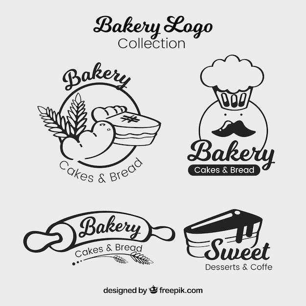 Set de logos de panadería en estilo plano