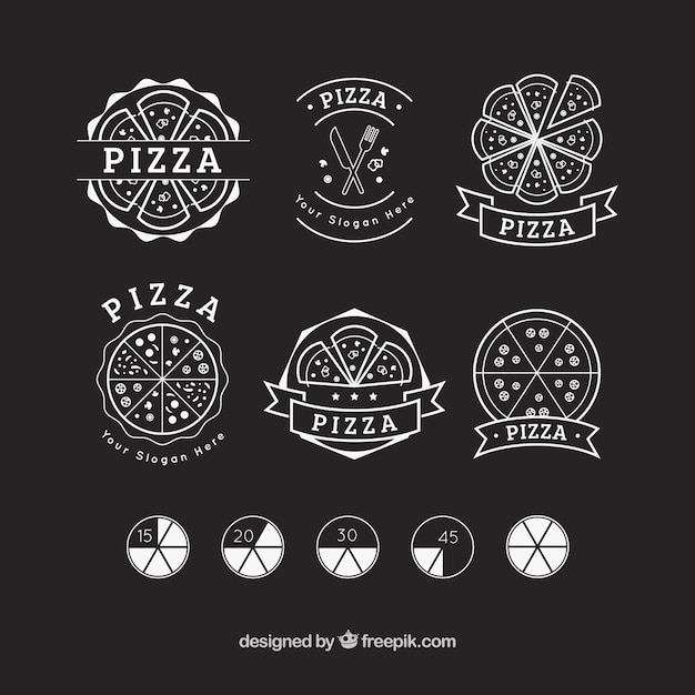 Set de logos de pizza dibujados a mano