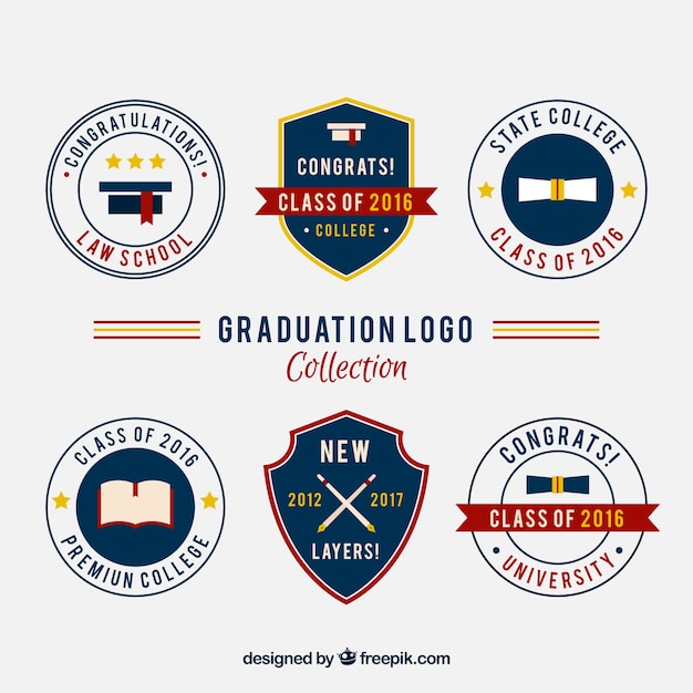 Set de logos de universidad en estilo vintage