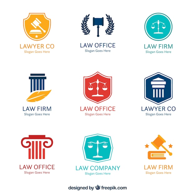 Vector set de logotipos de derecho