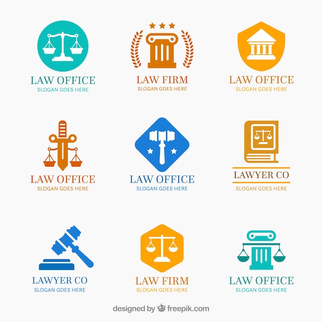 Vector set de logotipos de derecho