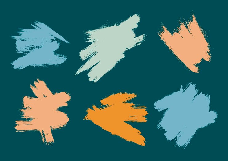Vector set de manchas de pinceles coloridos, fondo grunge