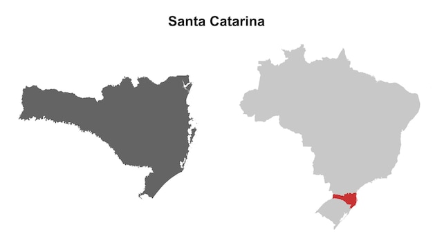 Set de mapas en blanco del estado de Santa Catarina