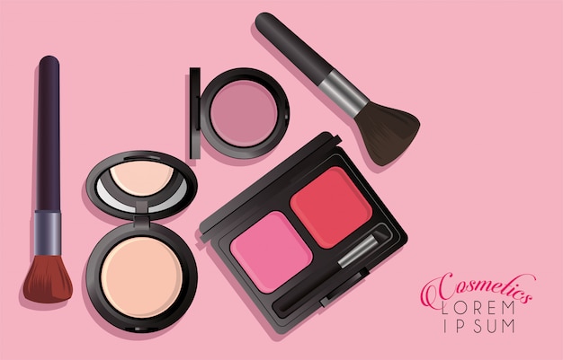 Set de maquillaje cosmético con letras