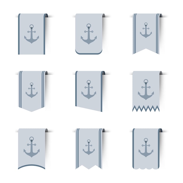 Vector set de marcapáginas de colores con anchor