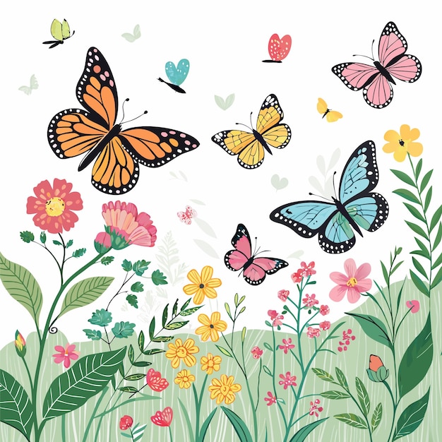 Set de mariposas tropicales de diferentes colores Ilustraciones vectoriales de insectos con alas multicolores