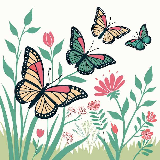 Set de mariposas tropicales de diferentes colores Ilustraciones vectoriales de insectos con alas multicolores