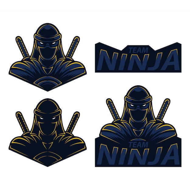 Set mascota logo esport ninja